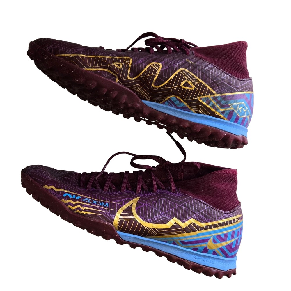 Nike Zoom Mercurial Superfly 9 Academy TF Mens 6 Purple Gold Soccer Cleats